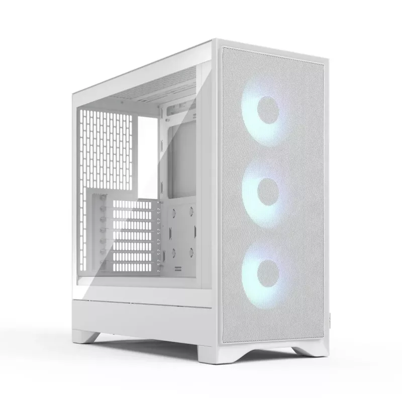 Fractal Design Pop 2 Air White TG RGB Midi Tower korpusas — ATX/Micro‑ATX/Mini‑ITX, grūdintas stiklas, 3x120 mm priekiniai RGB ventiliatoriai