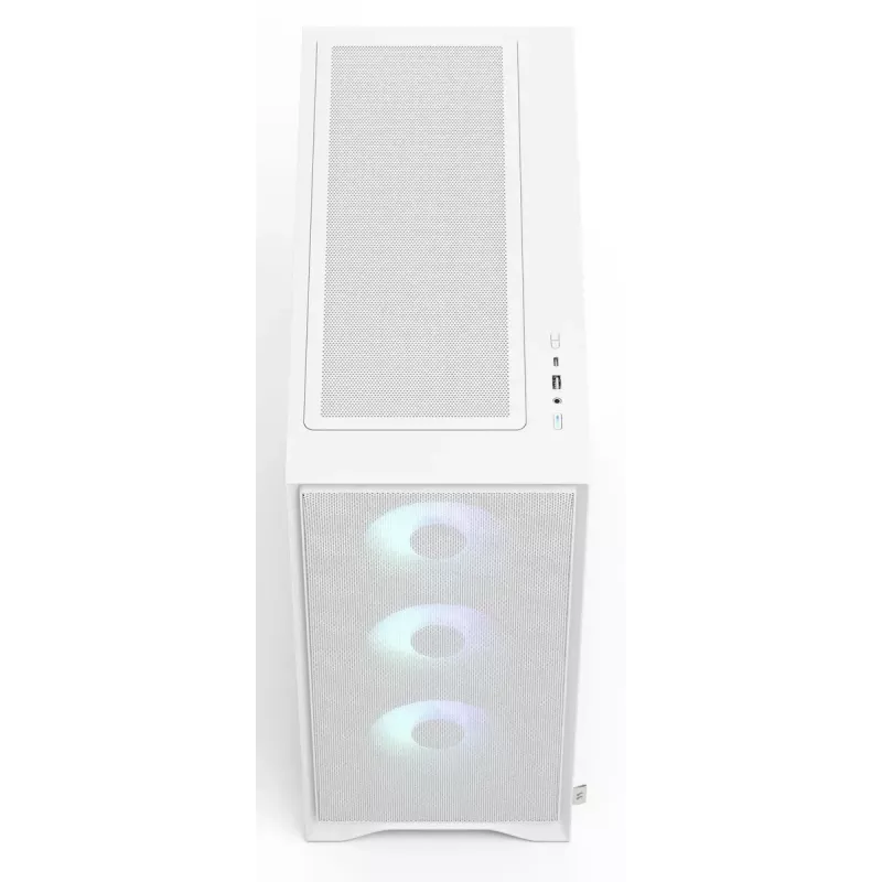 Fractal Design Pop 2 Air White TG RGB Midi Tower korpusas — ATX/Micro‑ATX/Mini‑ITX, grūdintas stiklas, 3x120 mm priekiniai RGB ventiliatoriai