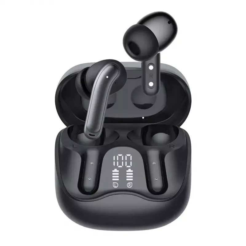 Belaidės ausinės Audiocore AC591 PRO – hibridinis ANC, ENC, 6 mikrofonų, USB‑C įkrovimas, iki 9h veikimo, suderinamos su Tuya, juodos