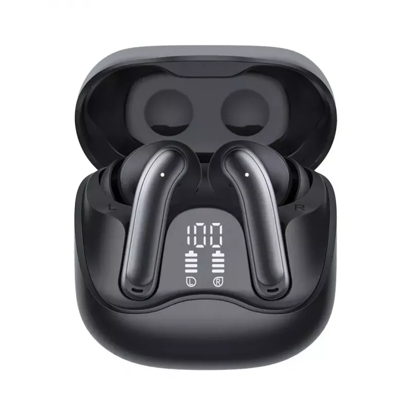 Belaidės ausinės Audiocore AC591 PRO – hibridinis ANC, ENC, 6 mikrofonų, USB‑C įkrovimas, iki 9h veikimo, suderinamos su Tuya, juodos