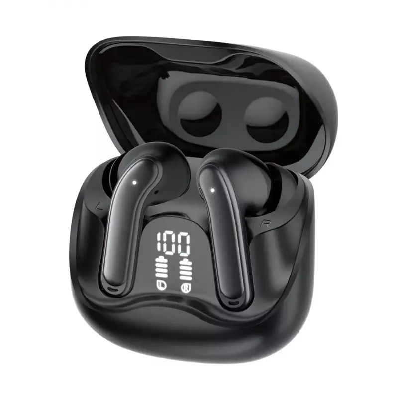 Belaidės ausinės Audiocore AC591 PRO – hibridinis ANC, ENC, 6 mikrofonų, USB‑C įkrovimas, iki 9h veikimo, suderinamos su Tuya, juodos
