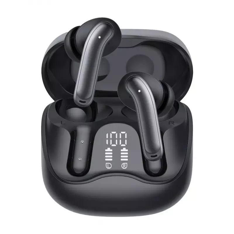 Belaidės ausinės Audiocore AC591 PRO – hibridinis ANC, ENC, 6 mikrofonų, USB‑C įkrovimas, iki 9h veikimo, suderinamos su Tuya, juodos