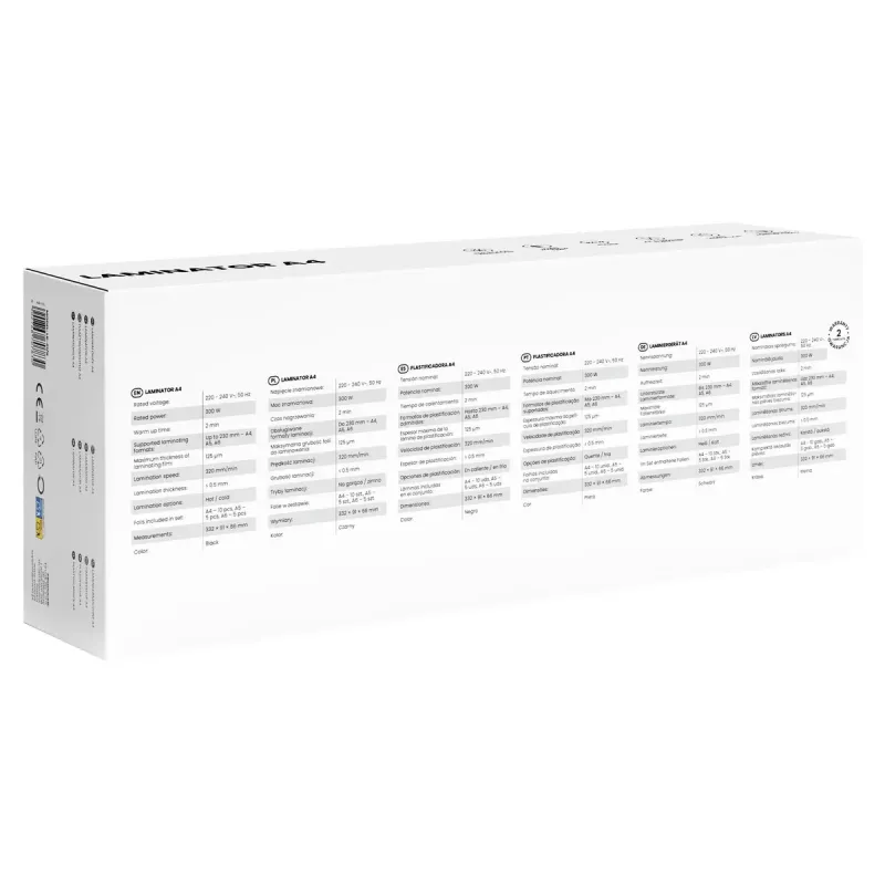 Šalto/karšto laminavimo aparatas SAVIO LR-01/B – maksimalus laminavimo plotis 230 mm, 320 mm/min, 300 W, juodos spalvos