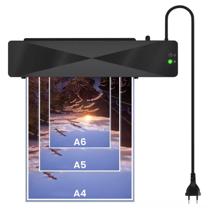 Šalto/karšto laminavimo aparatas SAVIO LR-01/B – maksimalus laminavimo plotis 230 mm, 320 mm/min, 300 W, juodos spalvos