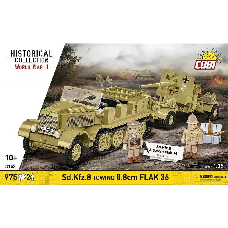 Cobi Blocks Sd.Kfz.8 su 8.8 cm Flak 36 statybos rinkinys, 975 dalių