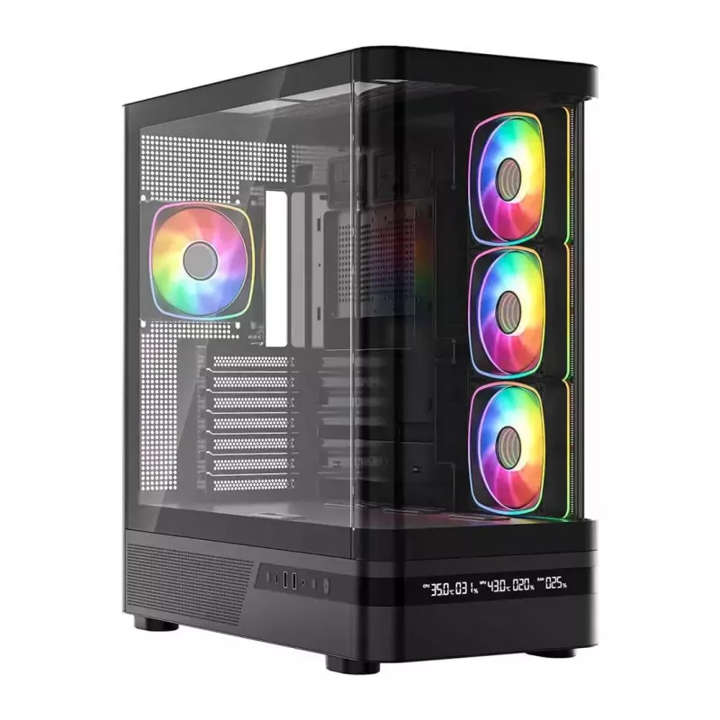 Korpusas MODECOM VOLCANO AQ200 ARGB MIDI juodas