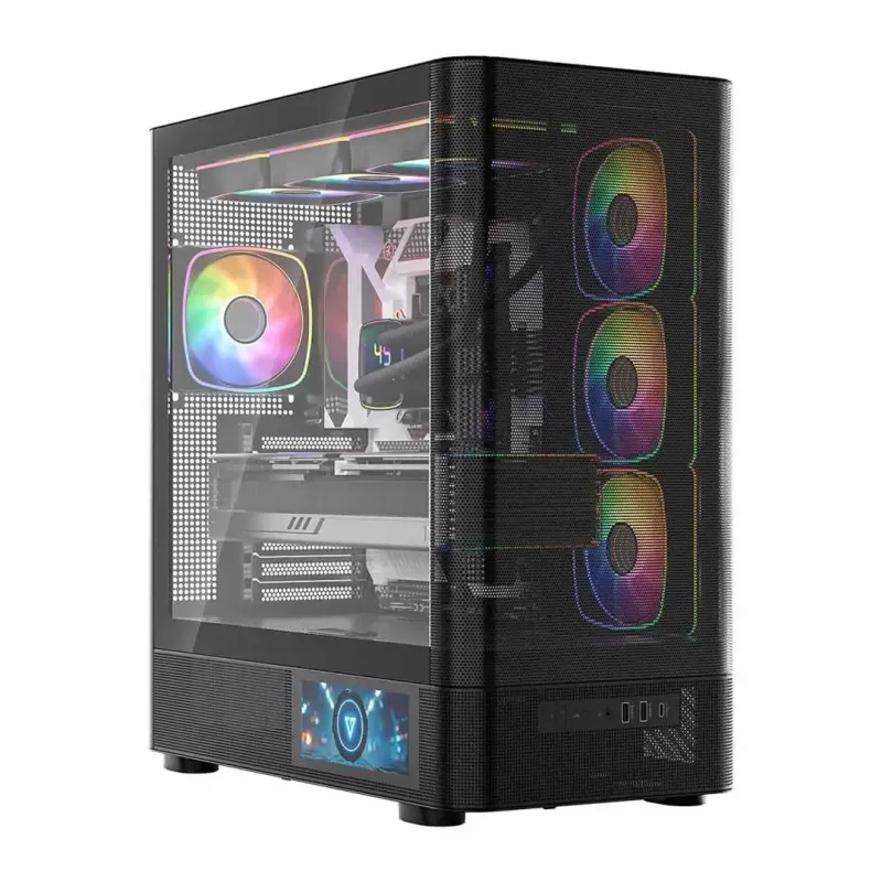 Korpusas MODECOM VOLCANO AQ400 ARGB MIDI Juodas — MODECOM MC-A-AQ400-4FA-B