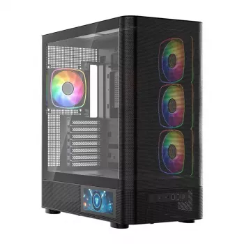 Korpusas MODECOM VOLCANO AQ400 ARGB MIDI Juodas — MODECOM MC-A-AQ400-4FA-B