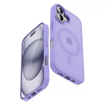Crong Hybrid Matte Magnetic dėklas iPhone 17 — permatoma levandų spalva, PC+TPU