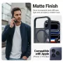 Crong Hybrid Matte Magnetic MagSafe dėklas, skirtas iPhone 17 Pro Max — PC+TPU, permatomas tamsiai mėlynas