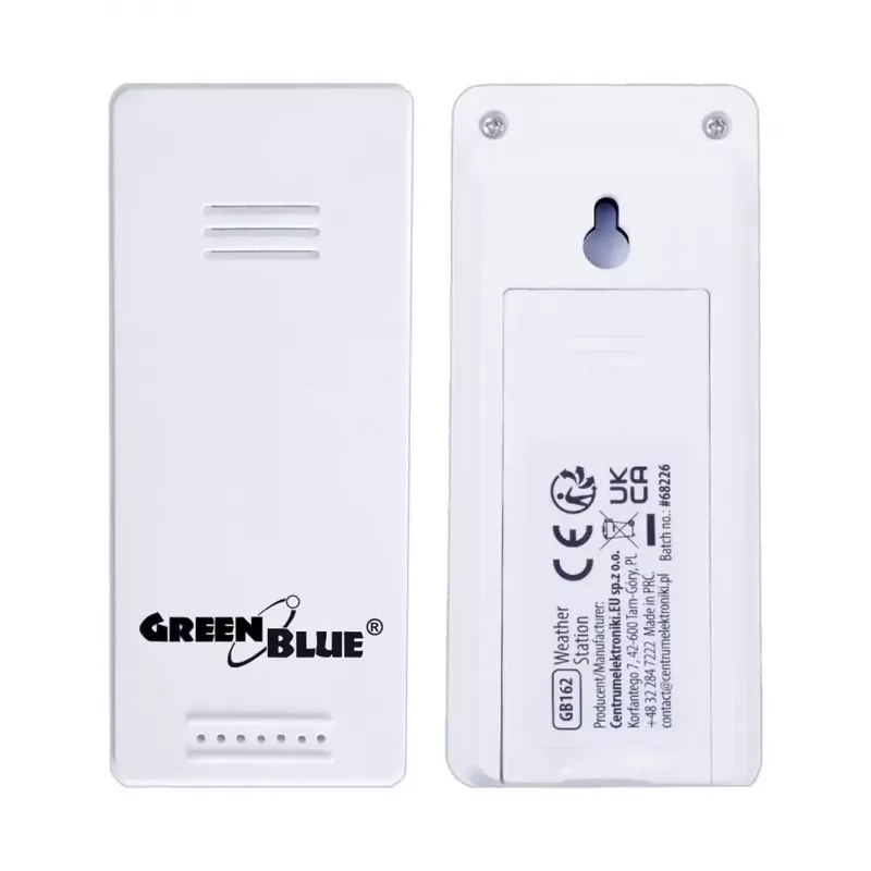 Belaidė orų stotelė GreenBlue GB169 – vidaus/lauko temperatūra ir drėgmė, laikrodis, signalas, diapazonas iki 60 m, °C/°F pasirinkimas