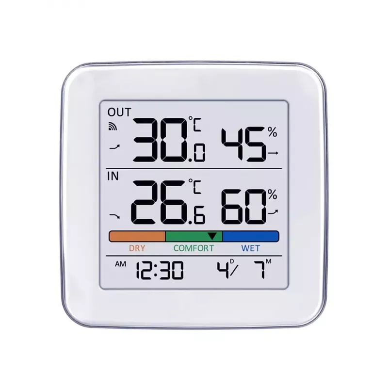 Belaidė orų stotelė GreenBlue GB169 – vidaus/lauko temperatūra ir drėgmė, laikrodis, signalas, diapazonas iki 60 m, °C/°F pasirinkimas
