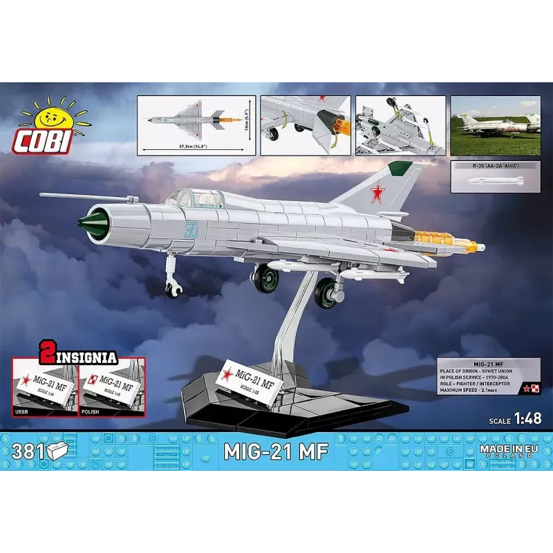 Statybiniai blokeliai Cobi Mig-21 MF 381 dalių rinkinys – lėktuvo modelis