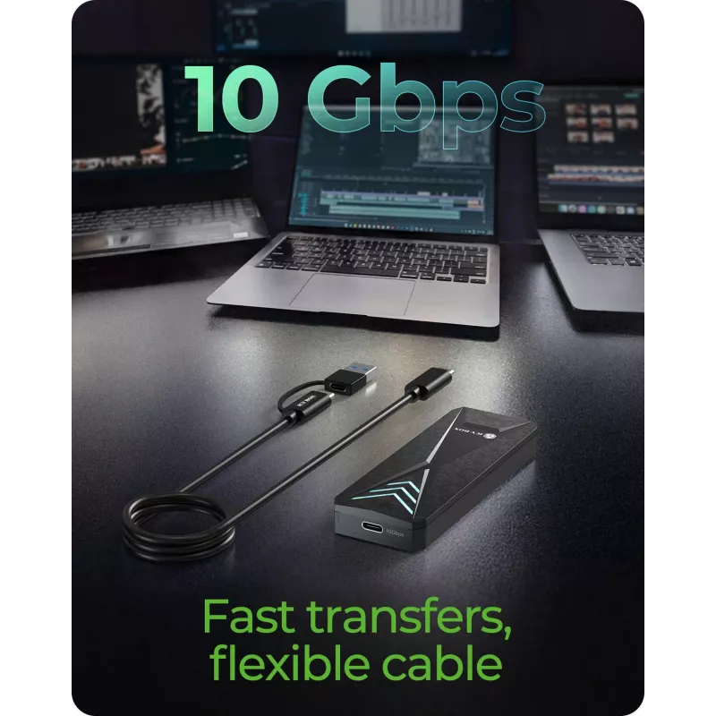 ICY BOX korpusas M.2 NVMe SSD su USB 3.2 Gen 2 Type-C ir RGB apšvietimu