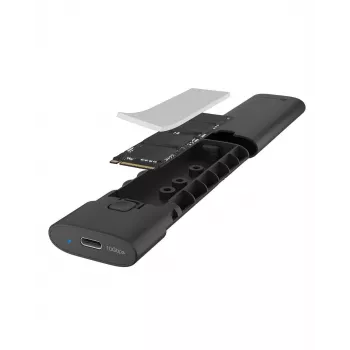 ICY BOX išorinis M.2 NVMe dėklas su USB 3.2 Gen 2 Type-C, SSD dėklas, M.2, PCI Express, 10 Gbit/s, karštas keitimas, juoda