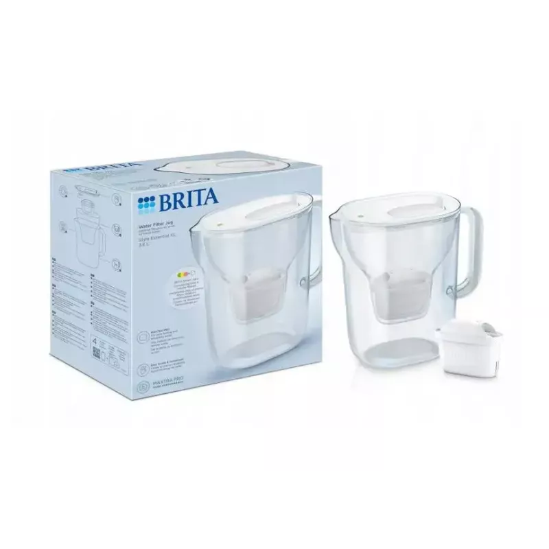 Vandens filtro ąsotis BRITA Style ESSENTIAL XL baltas su MX Pro Pure Performance kasetė