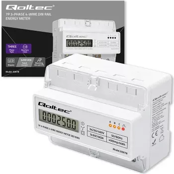 Trifazis DIN bėgio energijos skaitiklis QOLTEC 50978 — 400V, 100A