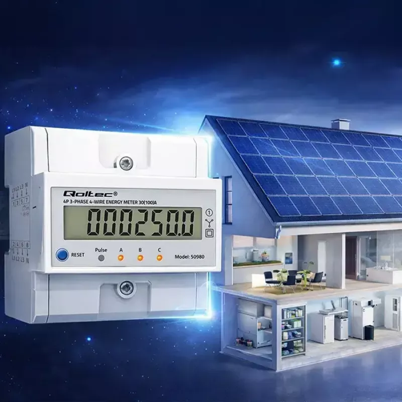 Trifazis elektros energijos skaitiklis QOLTEC 50980 — 400 V, 100 A su atstatymo funkcija