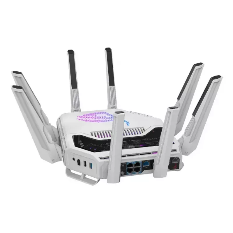 ASUS ROG Rapture GT-BE19000AI belaidis maršrutizatorius 10 Gigabit Ethernet Triju juostų (2.4 GHz / 5 GHz / 6 GHz) Baltas