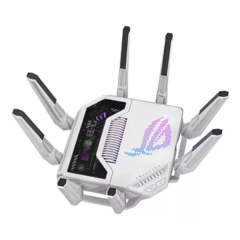 ASUS ROG Rapture GT-BE19000AI belaidis maršrutizatorius 10 Gigabit Ethernet Triju juostų (2.4 GHz / 5 GHz / 6 GHz) Baltas