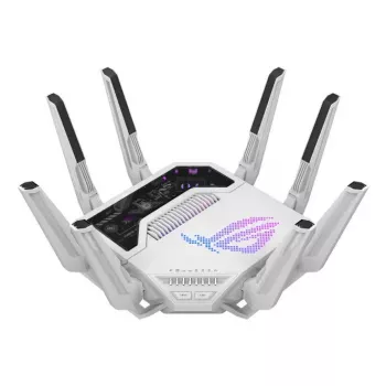 ASUS ROG Rapture GT-BE19000AI belaidis maršrutizatorius 10 Gigabit Ethernet Triju juostų (2.4 GHz / 5 GHz / 6 GHz) Baltas