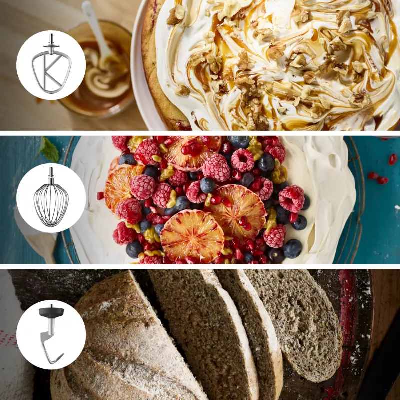 Kenwood Chef XL KVL4110S stacionarus maišytuvas — 1200 W, 6,7 l nerūdijančio plieno dubuo, planetinis maišymas, blenderis, sidabrinis