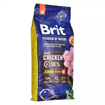 Sausas šunų ėdalas Brit Premium By Nature Junior su vištiena, 15 kg