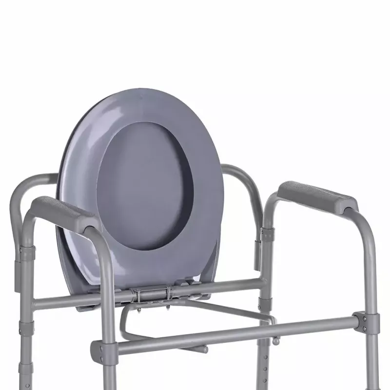 Sulankstomas tualetinis kėdė ANTAR su porankiais, dėžute daiktams, plieniniu rėmu, reguliuojamu aukščiu 35–50 cm, max apkrova 120 kg, pilka
