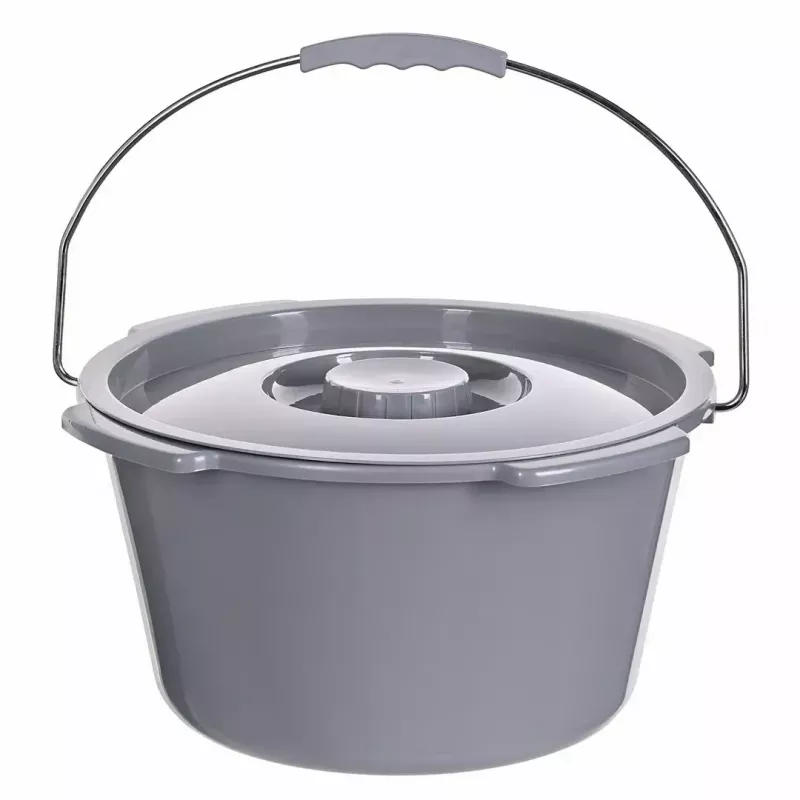 Sulankstomas tualetinis kėdė ANTAR su porankiais, dėžute daiktams, plieniniu rėmu, reguliuojamu aukščiu 35–50 cm, max apkrova 120 kg, pilka