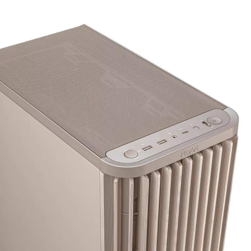 Korpusas ASUS ProArt PA401 Wood Edition Beige – midi bokštas, metalinis priekinis skydelis