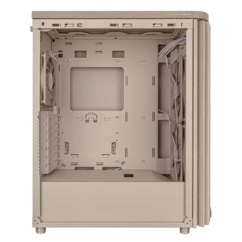 Korpusas ASUS ProArt PA401 Wood Edition Beige – midi bokštas, metalinis priekinis skydelis