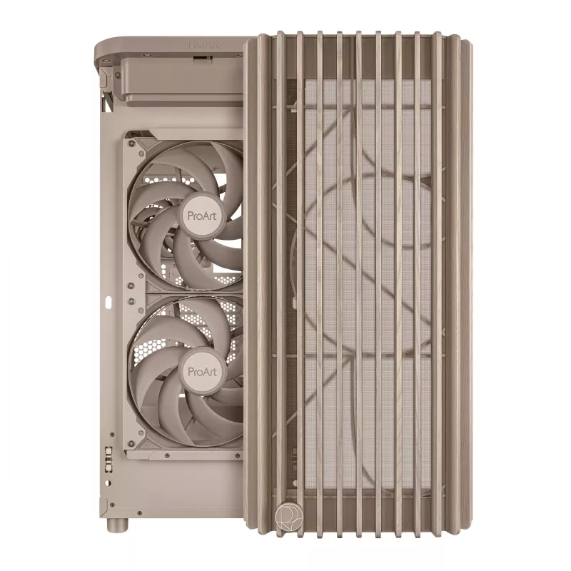 Korpusas ASUS ProArt PA401 Wood Edition Beige – midi bokštas, metalinis priekinis skydelis