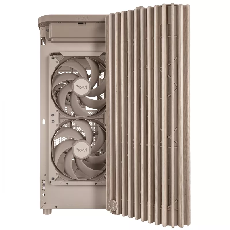 Korpusas ASUS ProArt PA401 Wood Edition Beige – midi bokštas, metalinis priekinis skydelis