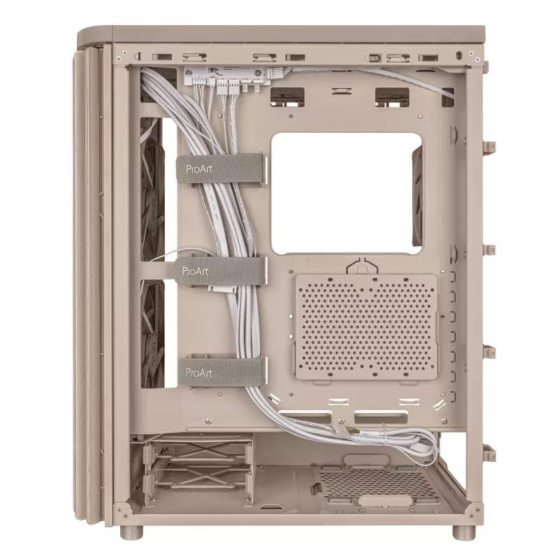 Korpusas ASUS ProArt PA401 Wood Edition Beige – midi bokštas, metalinis priekinis skydelis