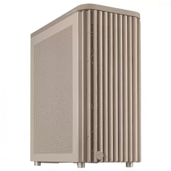 Korpusas ASUS ProArt PA401 Wood Mesh PWM Beige — ATX, medinė panelė, 2×160 mm priekyje, 1×120 mm gale, 2×3.5 colio + 2×2.5 colio vietos