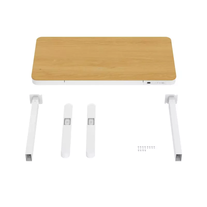 Elektra reguliuojamas aukščio stalas ActiveJet ET119W-C 140x70 cm — 1 variklis, aukštis 725–1225 mm, baltas/ąžuolas
