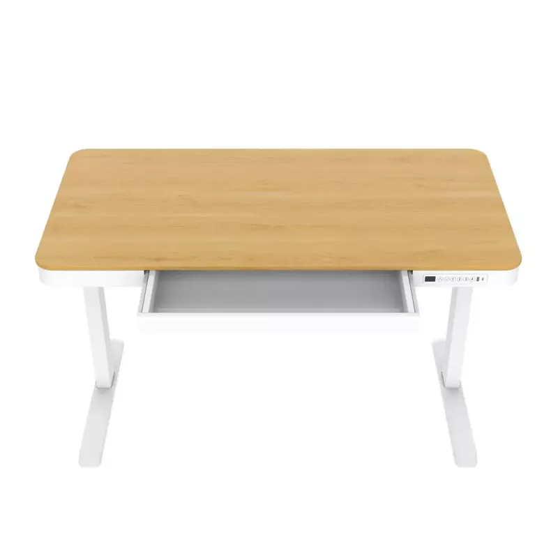 Elektra reguliuojamas aukščio stalas ActiveJet ET119W-C 140x70 cm — 1 variklis, aukštis 725–1225 mm, baltas/ąžuolas