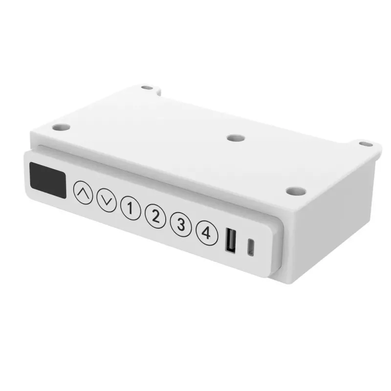 Elektra reguliuojamas aukščio stalas ActiveJet ET119W-C 140x70 cm — 1 variklis, aukštis 725–1225 mm, baltas/ąžuolas