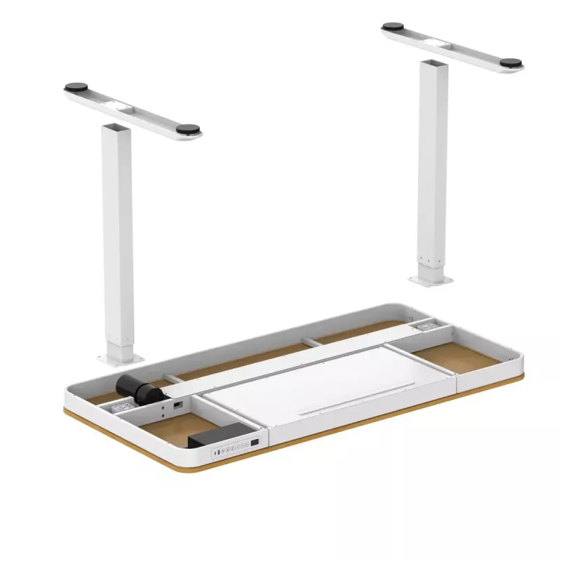 Elektra reguliuojamas aukščio stalas ActiveJet ET119W-C 140x70 cm — 1 variklis, aukštis 725–1225 mm, baltas/ąžuolas