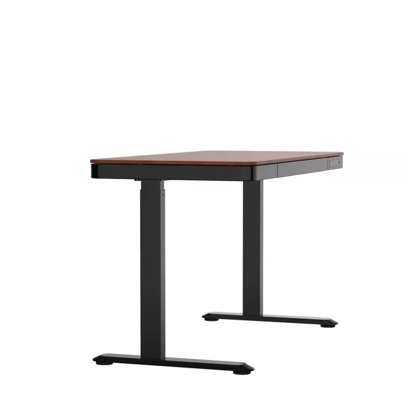 Aktyvus stalas ActiveJet ET119W-C elektrinis reguliuojamo aukščio 140x70 cm juoda/riešutas su USB-A ir USB-C prievadais