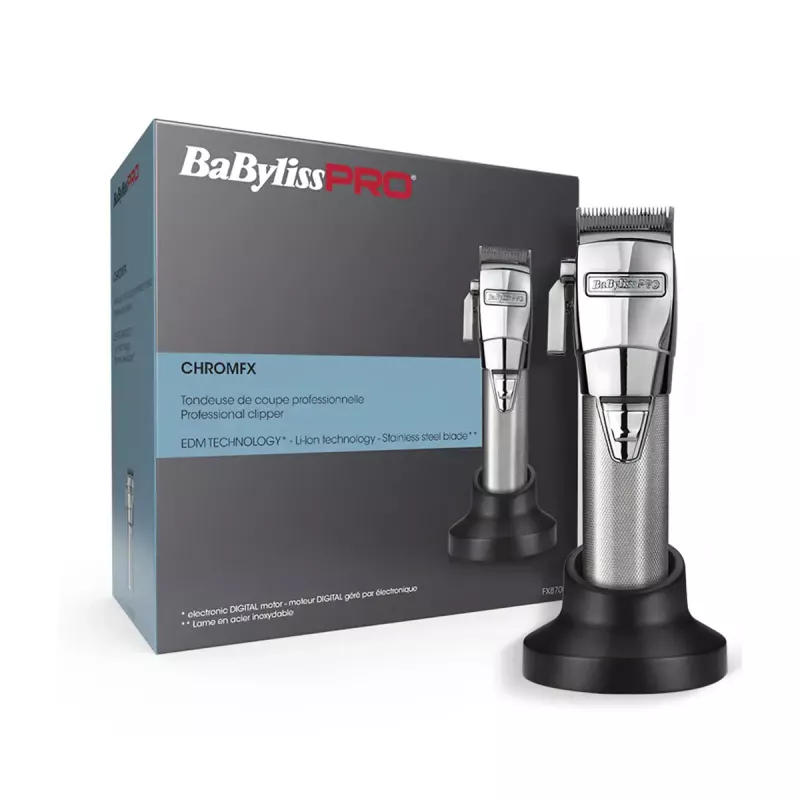 Belaidis kirpimo aparatas BaByliss PRO FX8700E chromuotas, įmontuota baterija, 120 min veikimo, 6300 RPM