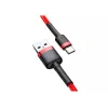 USB-A į USB-C laidas Baseus Cafule — USB 2.0 A→C, QC3.0 įkrovimo palaikymas, nailono pynė, raudonas