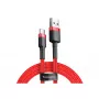 USB-A į USB-C laidas Baseus Cafule — USB 2.0 A→C, QC3.0 įkrovimo palaikymas, nailono pynė, raudonas