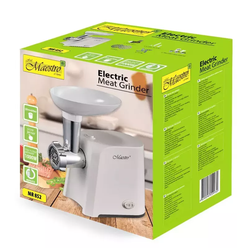 Mėsmalė Maestro MR852, 1000 W, balta, nerūdijančio plieno peilis, atbulinė eiga