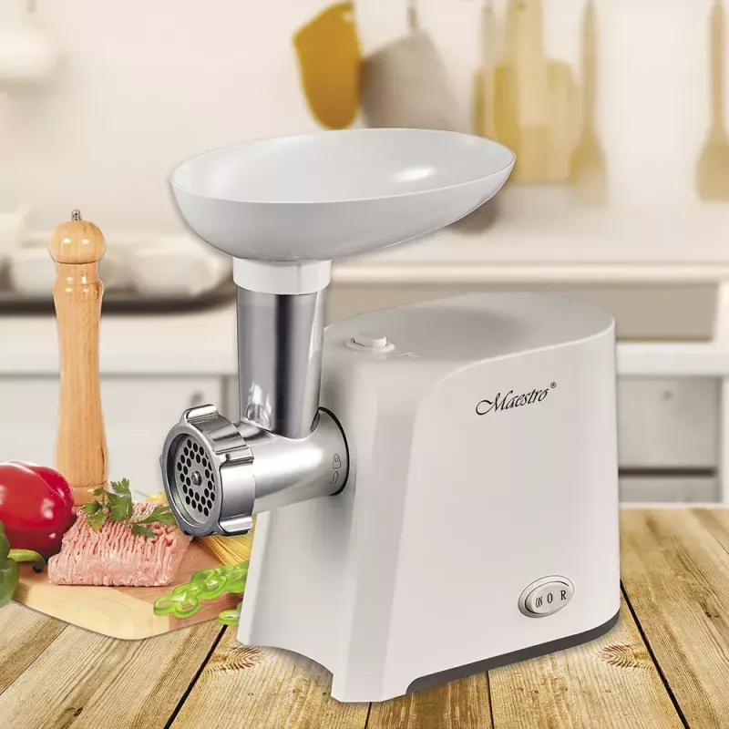 Mėsmalė Maestro MR852, 1000 W, balta, nerūdijančio plieno peilis, atbulinė eiga