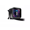 ASRock Phantom Gaming 360 LCD skysčio aušinimo rinkinys — 120 mm ventiliatoriai, LGA1700/AM5/AM4, juodas
