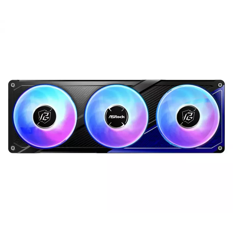 ASRock Phantom Gaming 360 LCD skysčio aušinimo rinkinys — 120 mm ventiliatoriai, LGA1700/AM5/AM4, juodas