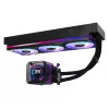 ASRock Phantom Gaming 360 LCD skysčio aušinimo rinkinys — 120 mm ventiliatoriai, LGA1700/AM5/AM4, juodas