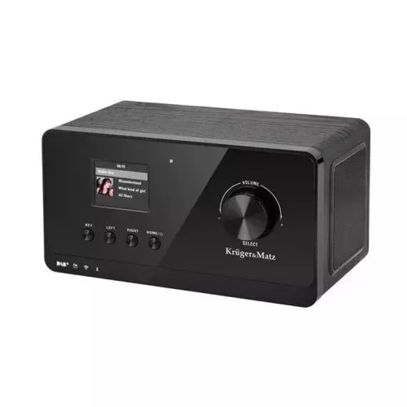 Internetinis radijas Krüger&Matz KM0816.1 – juodas, Bluetooth 5.2, FM, 2×7 W, 430 išankstinių nustatymų, nuotolinio valdymo pultas, 3,5 mm ausinės