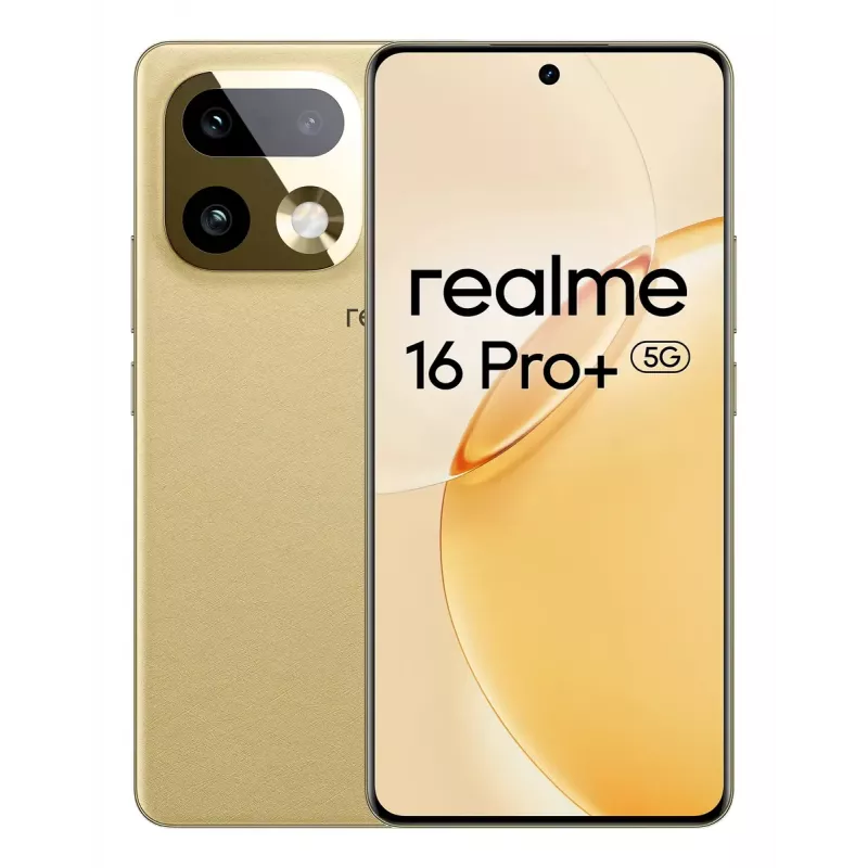 Išmanusis telefonas REALME realme 16 Pro+ – 6,8 colio (17,3 cm) 1280×2800, Snapdragon 7 Gen 4, 12 GB RAM, 512 GB, 200 MP, 7000 mAh, Auksinis